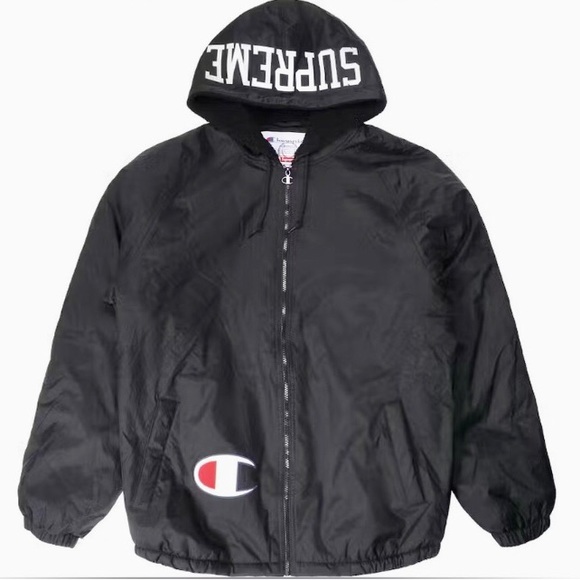 Supreme x Champion Big Logo Sherpa lined full zip hooded jacket Sz Lg - Picture 4 of 5